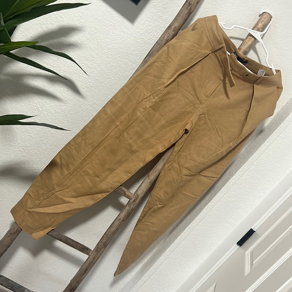 NWT Zara linen khaki pants, size M high waisted size M